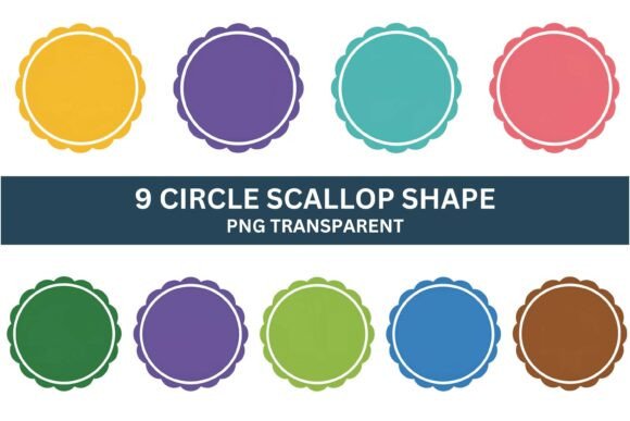 Scalloped Circle Shape Clipart Set