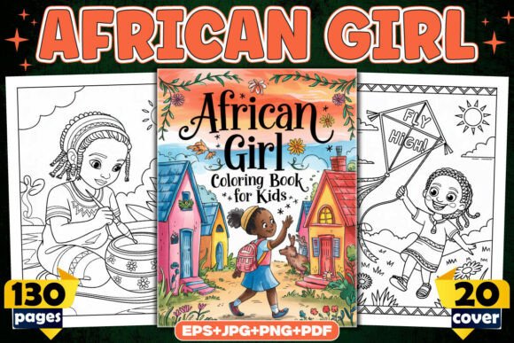 African Girl Coloring Pages for Kids Graphic Coloring Pages & Books Kids By uniquedesign