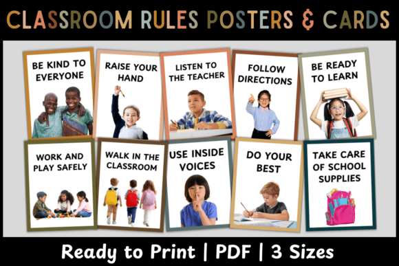 Boho Classroom Rules Posters & Cards