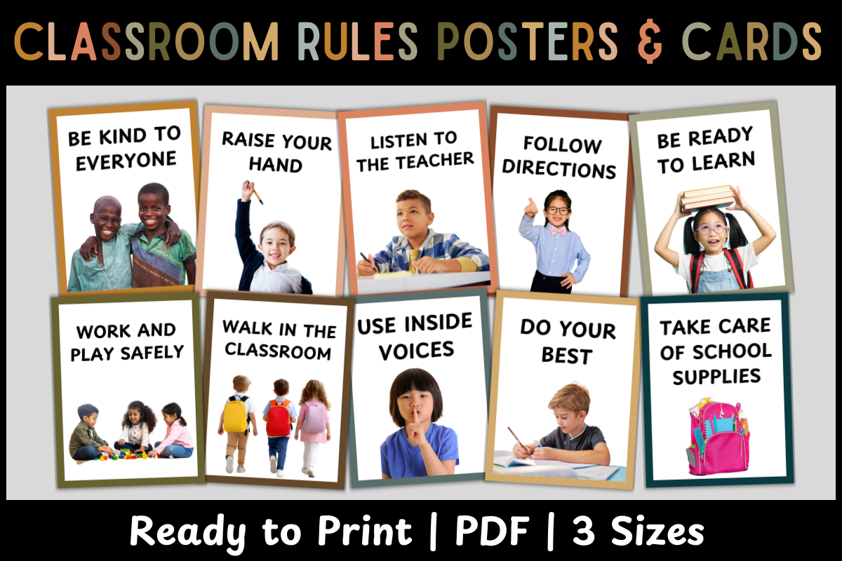 Boho Classroom Rules Posters & Cards