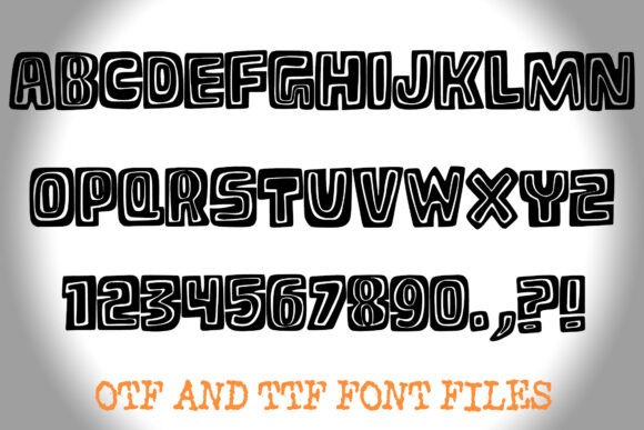 Chunky Retro Outline Comic Font PNG with transparent background - Preview 1