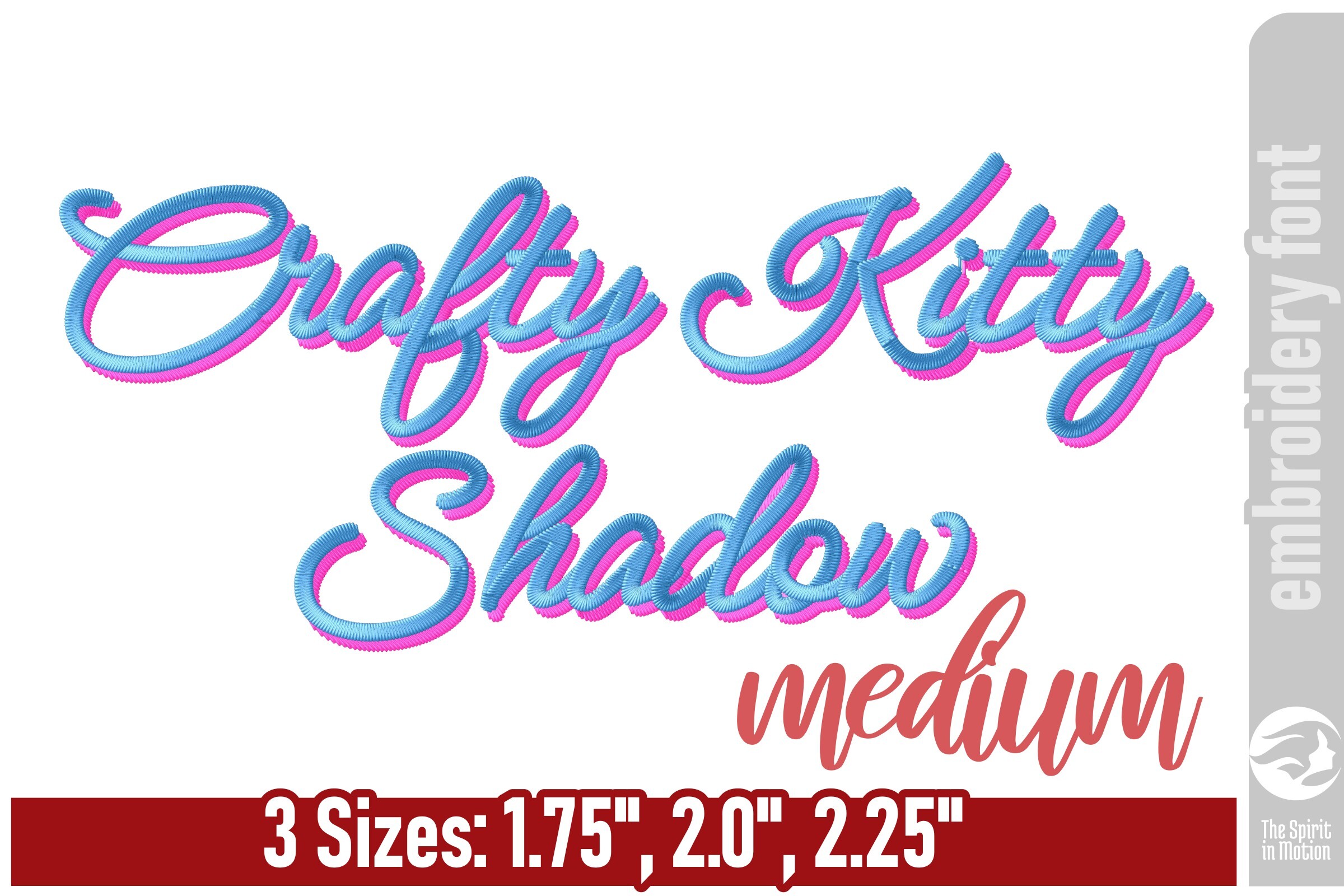 Crafty Kitty Shadow Embroidery Font - M