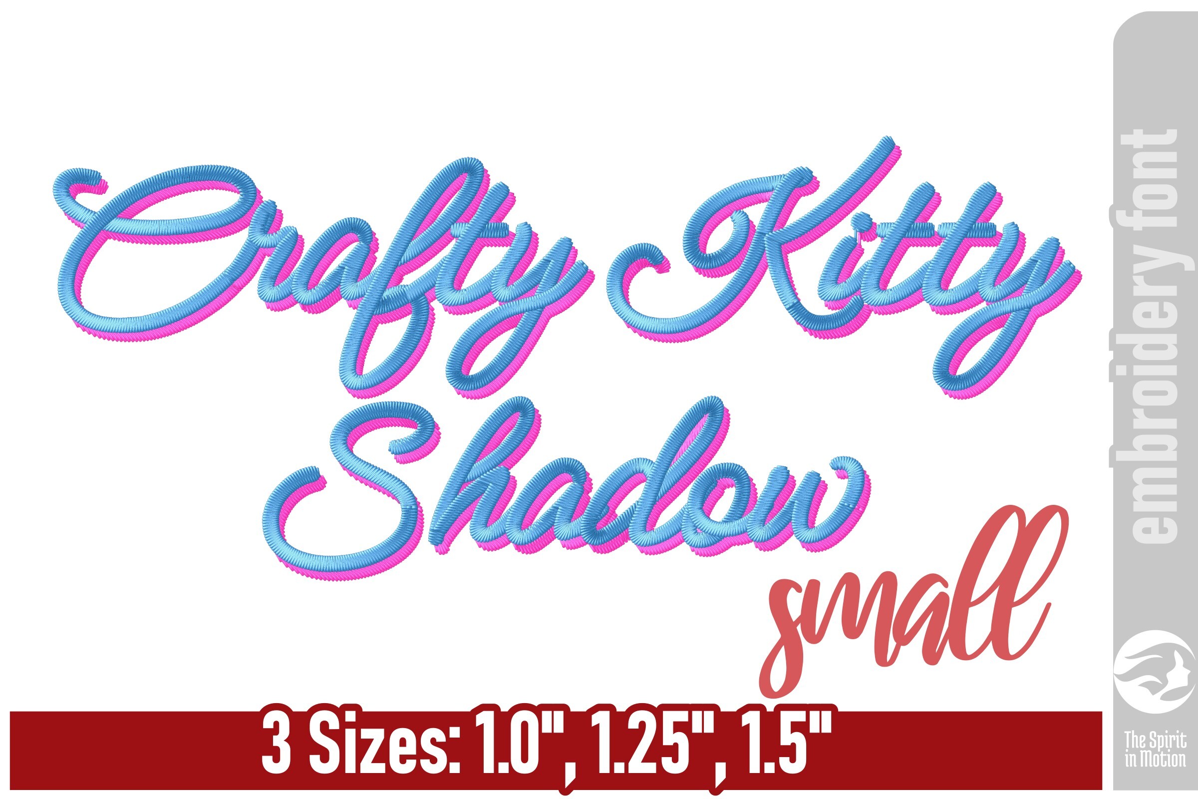 Crafty Kitty Shadow Embroidery Font - S