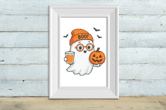 Cute BOO Ghost with Pumpkin