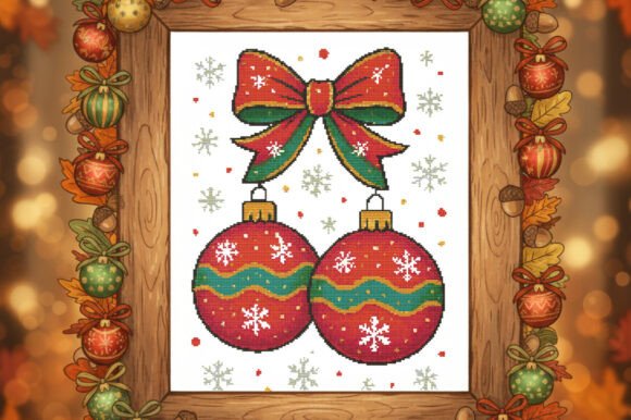 Festive Christmas Ornaments with Bow Cro