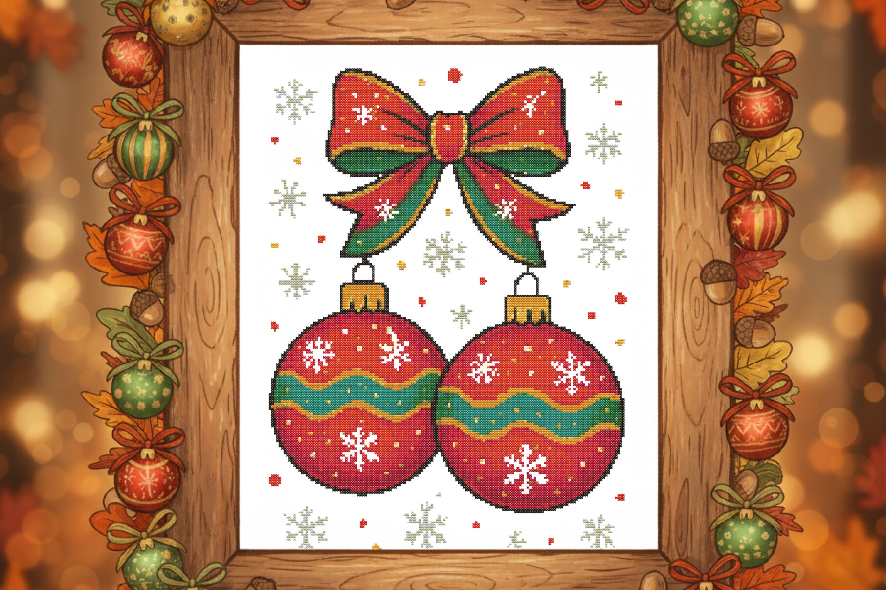 Festive Christmas Ornaments with Bow Cro