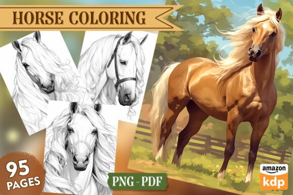Horse Coloring Pages for Adults, Vol. 01