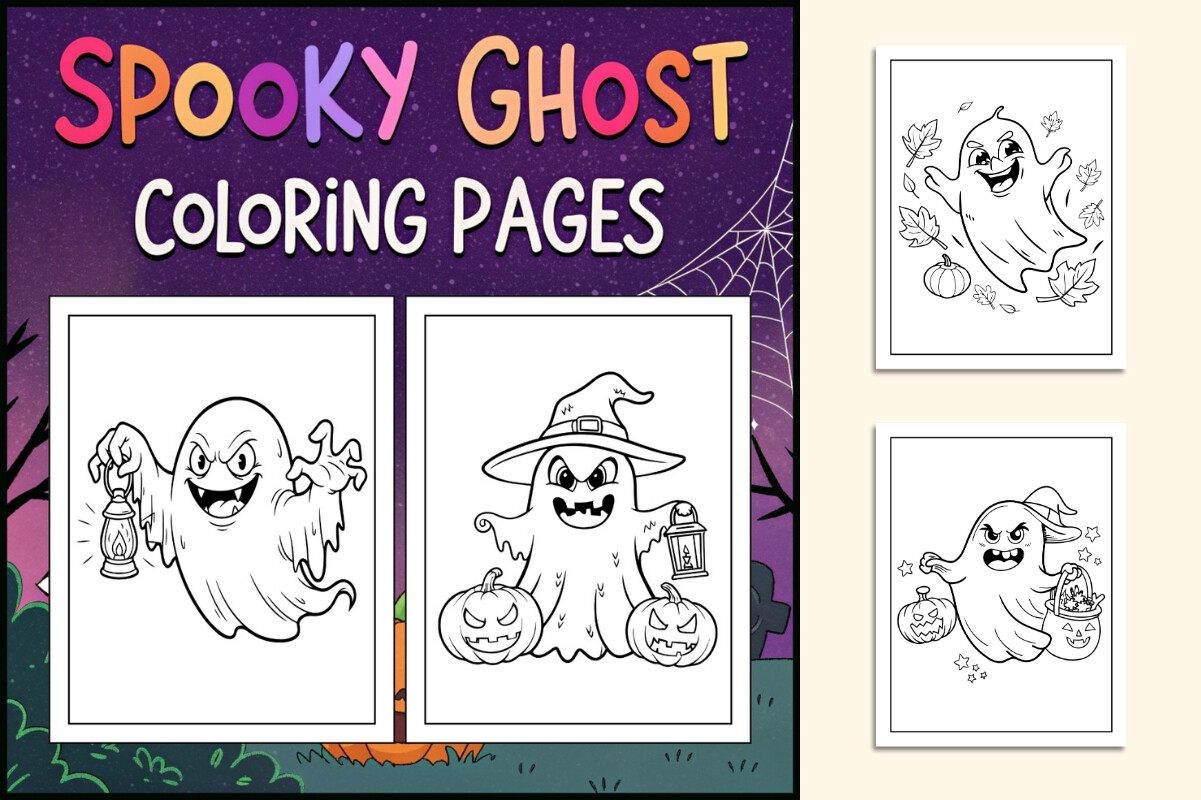 Spooky Ghost Coloring Pages for Kids