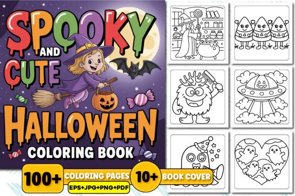 Spooky and Cute Halloween Coloring Book