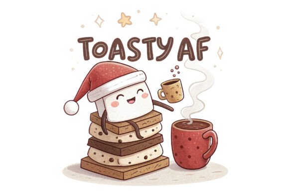 Preview of Toasty AF Christmas Sublimation PNG T-shirt, sticker, and sublimation design
