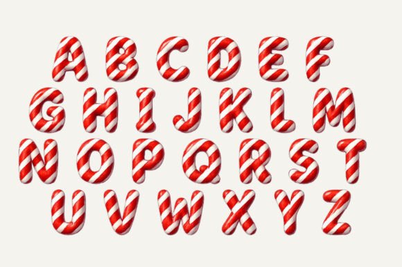 3d Christmas Candy Cane Font - Preview 4
