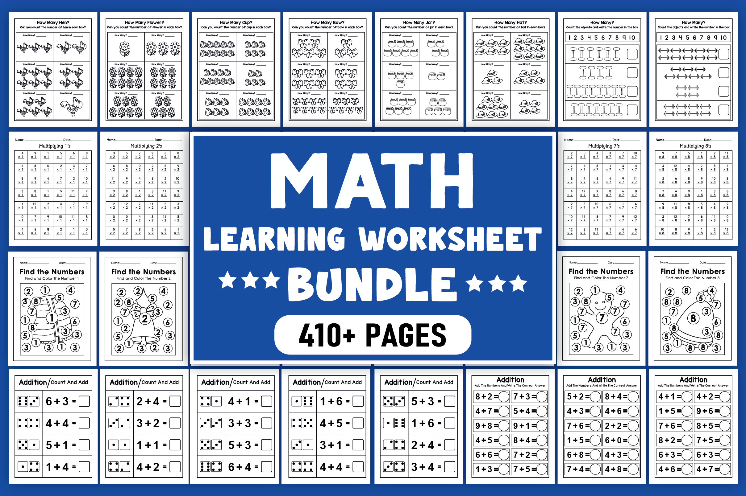 400+ Math Learning Worksheet Bundle