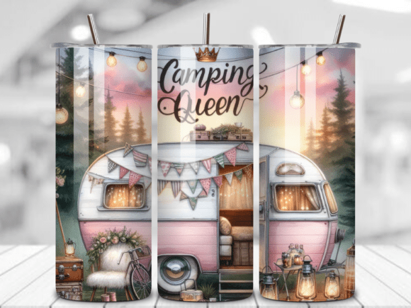 Camping Queen Tumbler Wrap Sublimation