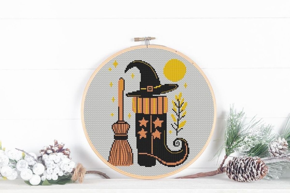 Counted Cross Stitch Pattern Witch Boot