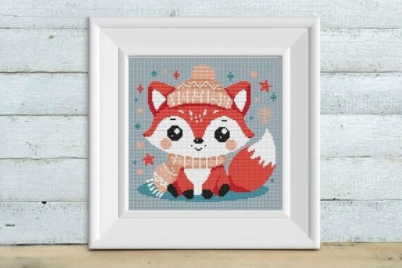 Cross Stitch Pattern Cute Winter Fox