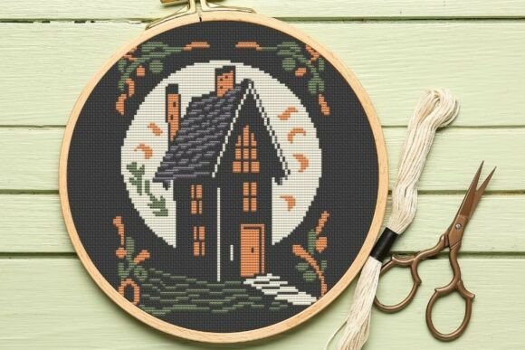 Cross Stitch Pattern Spooky House