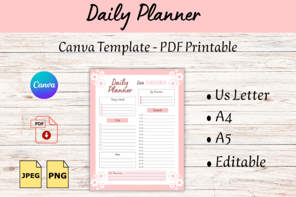 Daily Planner Canva Template and PDF