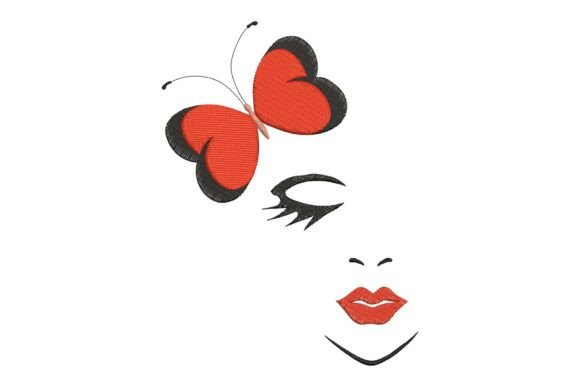 Face of a Girl with a Red Butterfly