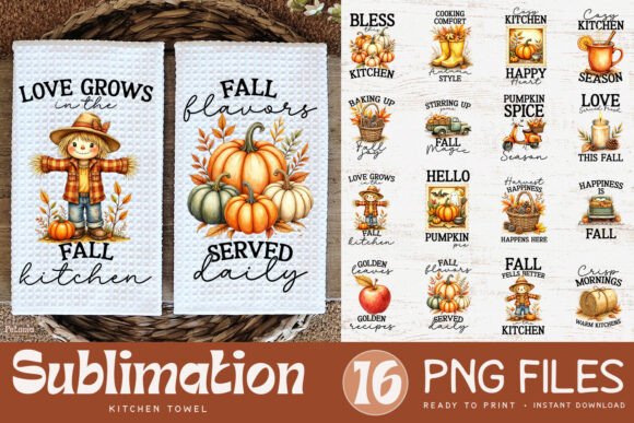 Fall Kitchen Towel Sublimation Designs