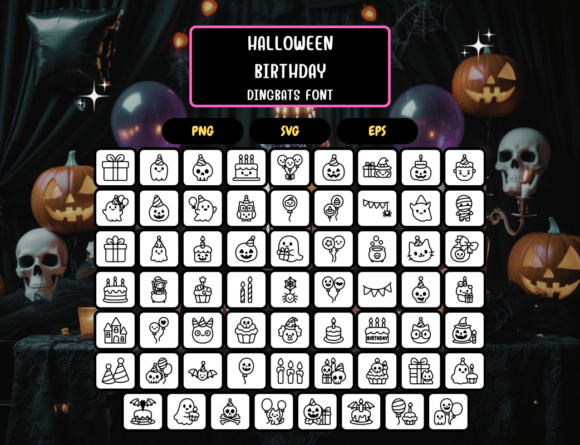 Halloween Birthday Font PNG with transparent background - Preview 4