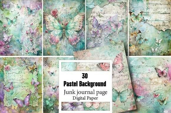 Pastel Background Junk Journal Kit
