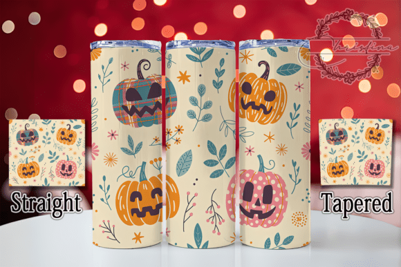 Retro Cute Pumpkin Halloween Tumbler Grafik Wraps für Becher Von christina.clipart