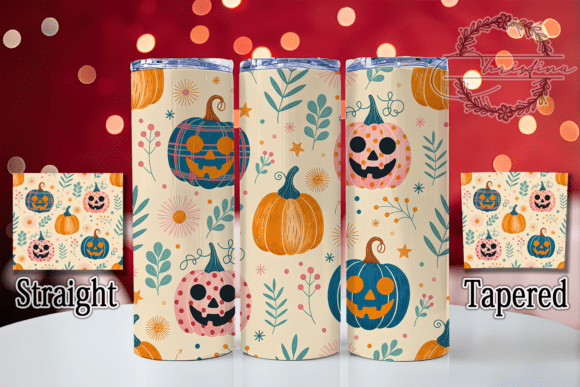 Retro Cute Pumpkin Halloween Tumbler Grafik Wraps für Becher Von christina.clipart