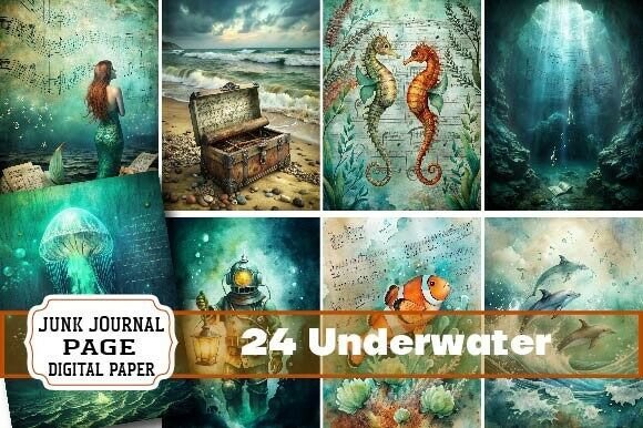 Underwater Junk Journal Pages