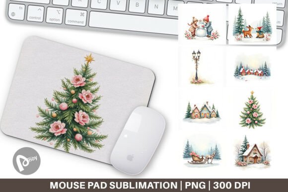 Watercolor Vintage Christmas Scenes