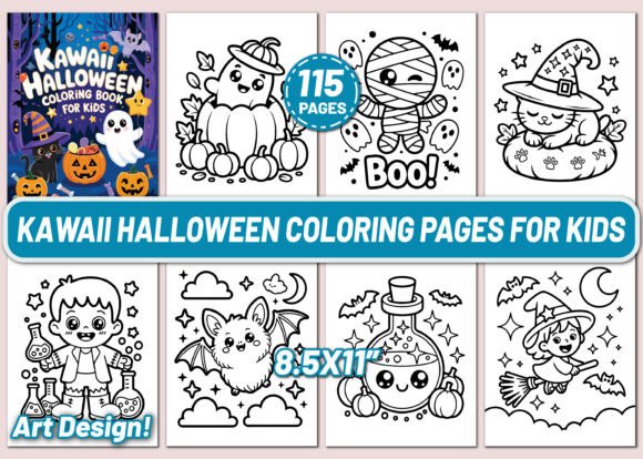 115 Cute Kawaii Halloween Coloring Pages