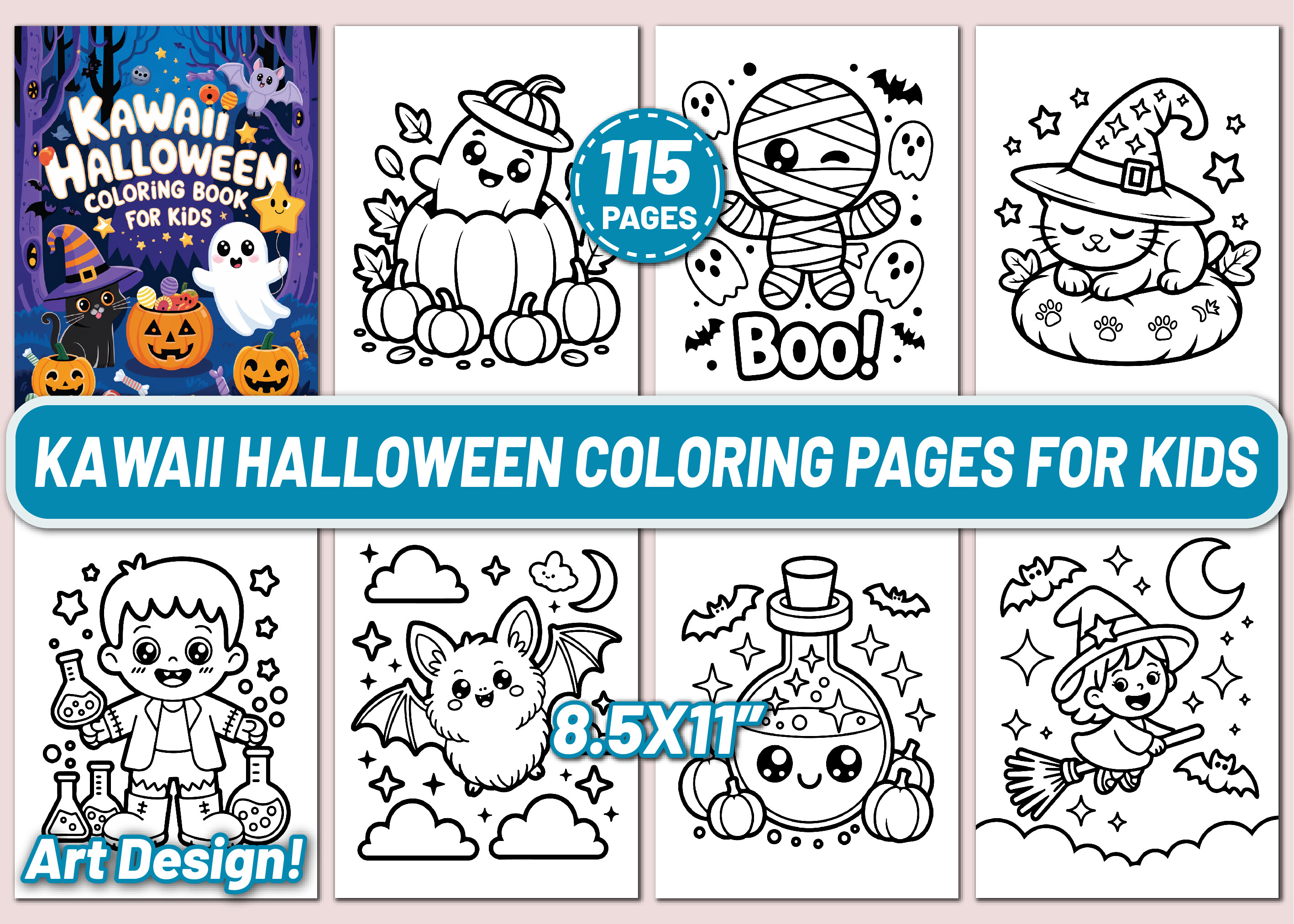 115 Cute Kawaii Halloween Coloring Pages