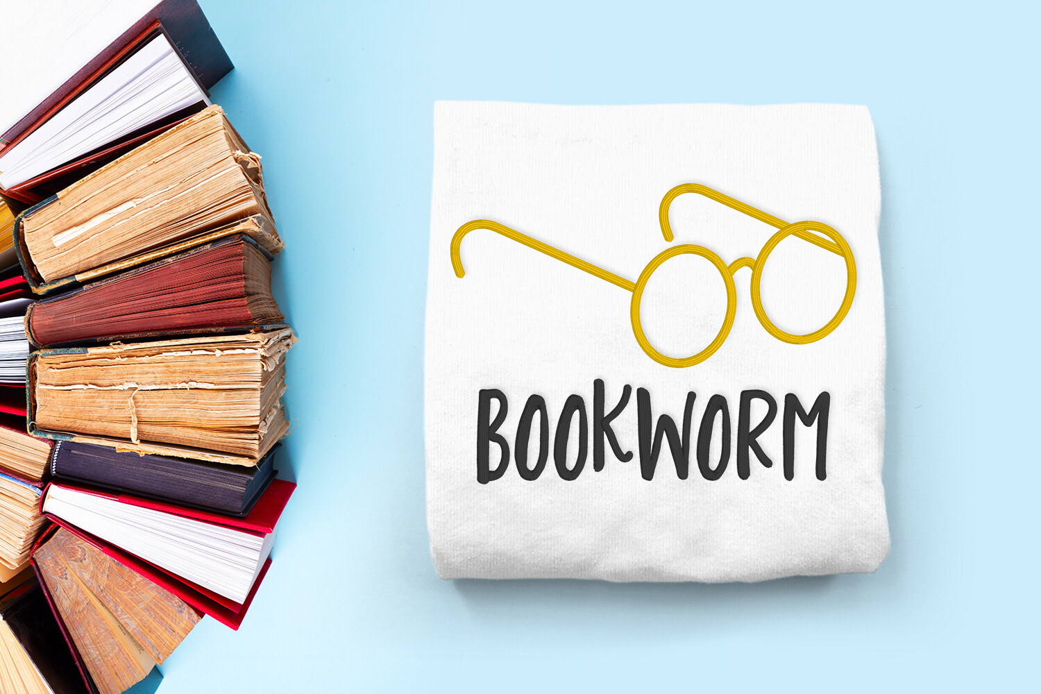Bookworm Glasses Applique Embroidery