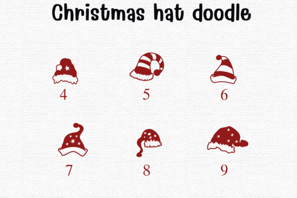 Christmas Hat Doodle Font PNG with transparent background - Preview 3