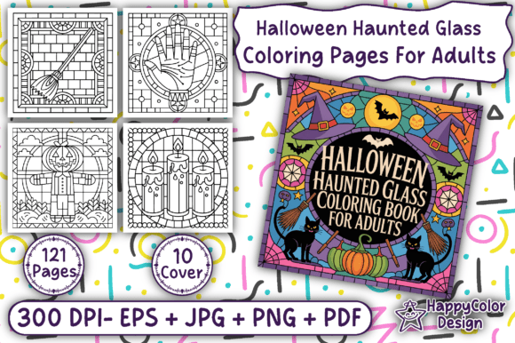 Halloween Haunted Glass Coloring Pages