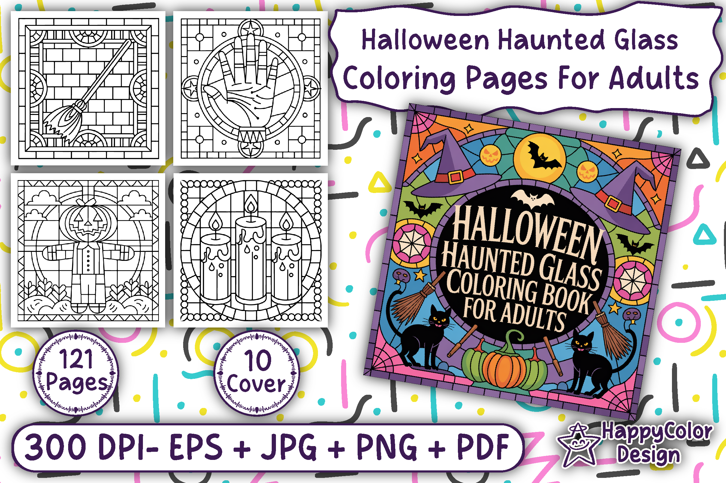 Halloween Haunted Glass Coloring Pages