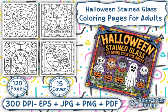 Halloween Stained Glass Coloring Pages