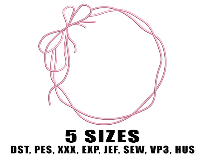 Minimal Bow Wreath Embroidery Design
