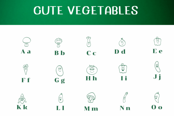 Cute Vegetables Font PNG with transparent background - Preview 1