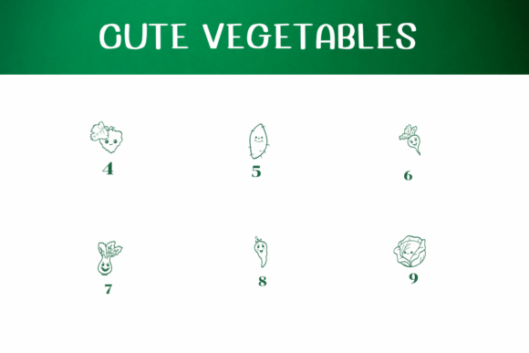Cute Vegetables Font PNG with transparent background - Preview 3