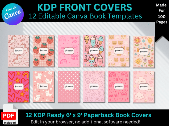 Canva journal front cover templates for KDP projects