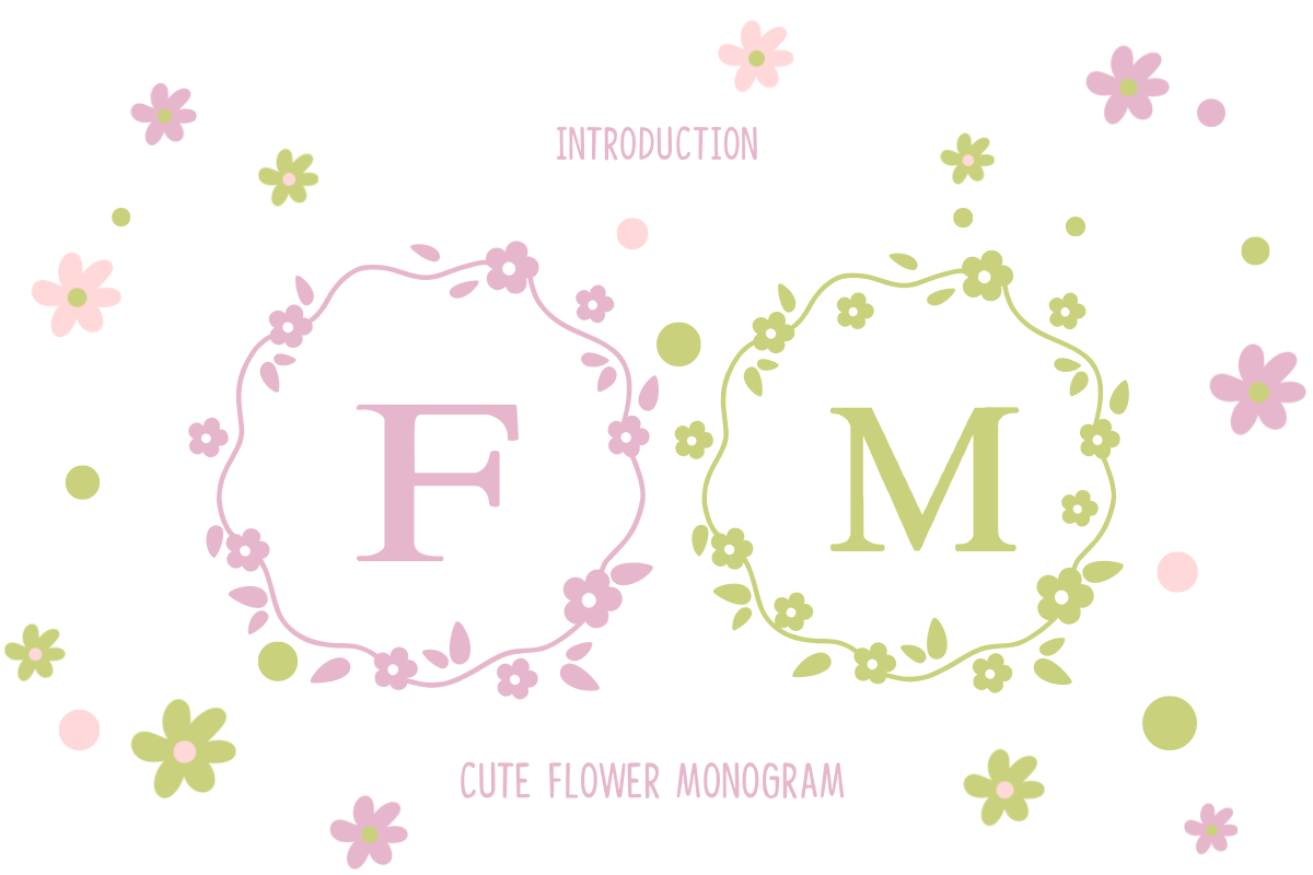 Cute Flower Monogram font preview in a floral monogram style