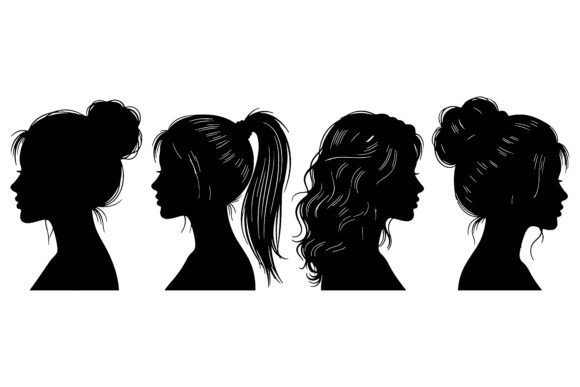 Diverse Hairstyles Silhouette Collection Grafika Rękodzieła Przez Md Abu Saeid