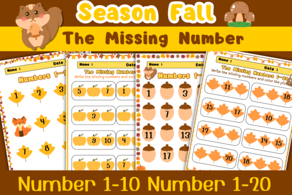 Fall Missing Number Practice 1-10 & 1-20