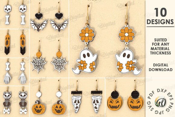 Halloween Earrings Bundle Laser Cut