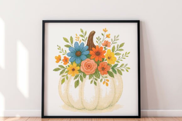 Halloween Floral White Pumpkin