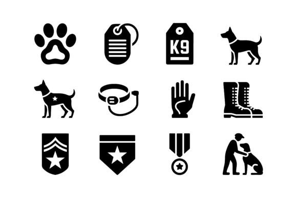K9 Unit & Military Dog Icon Set EPS