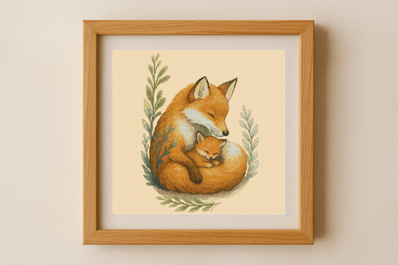 Mother Fox and Baby Cross Stitch Pattern
