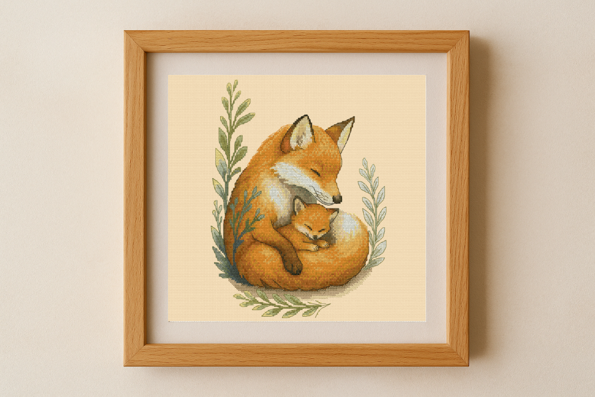 Mother Fox and Baby Cross Stitch Pattern