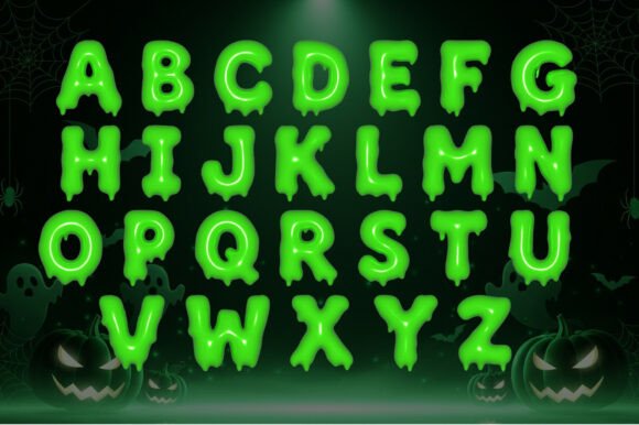 Slime Drip Halloween Font PNG with transparent background - Preview 4