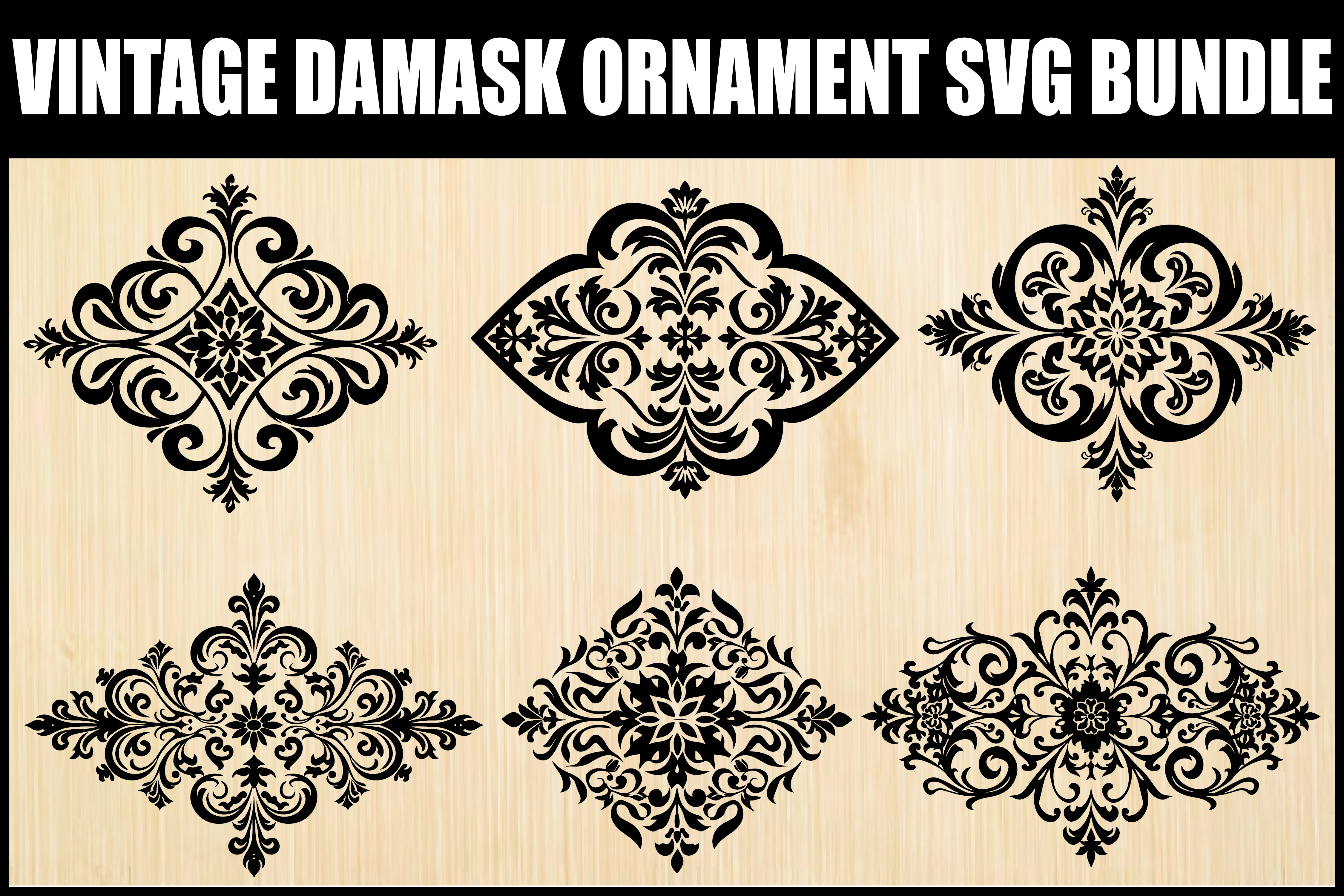 Vintage Damask Ornament SVG Bundle